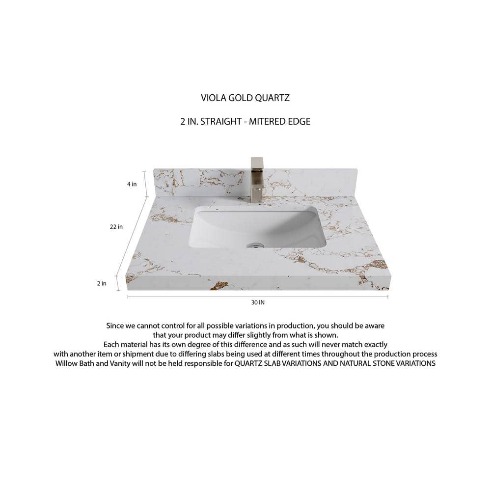 Willow Collections Alys 30 in. W x 22 in. D x 36 in. H Single Sink Bath