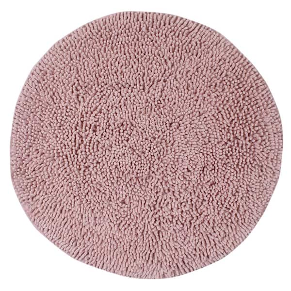 HOME WEAVERS INC Fantasia Collection 100% Cotton Tufted Non-Slip Bath Rugs, 25 in. x25 in. Round, Pink