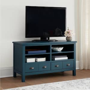 Whitehaven Charleston Blue Wood TV stand with Adjustable Shelves and Two Drawers (45 in. W x 26 in. H)