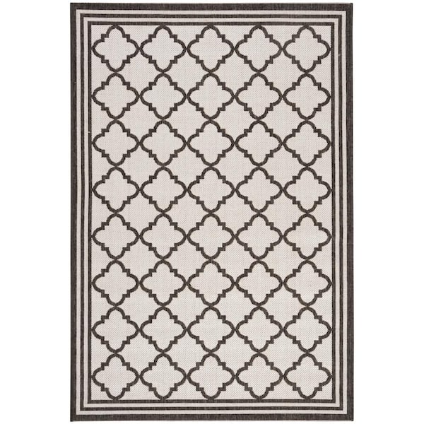SAFAVIEH Beach House Light Gray/Charcoal Doormat 3 ft. x 5 ft. Trellis Indoor/Outdoor Patio Area Rug