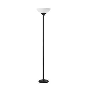 71 in. Black and White Tailored Metal Torchiere Floor Lamp With Bright Illumination