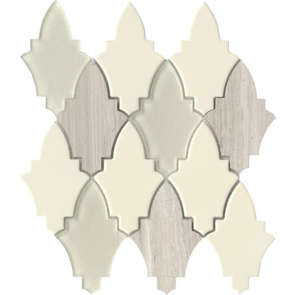 EMSER TILE Fleur Orchis 11.18 in. x 11.89 in. Floral Polished Glass Mosaic Tile (0.923 sq. ft./Each)