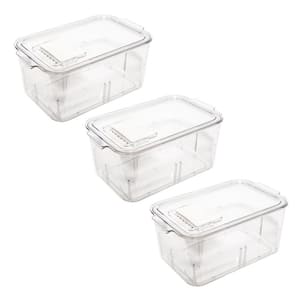 Veggie Acrylic Food Storage Container Organizer with Vented Lids 3-Pack