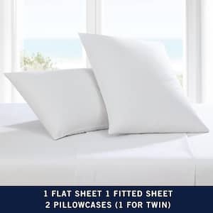 Solid White 1-Piece Percale Cotton T-200 Twin Fitted Sheet