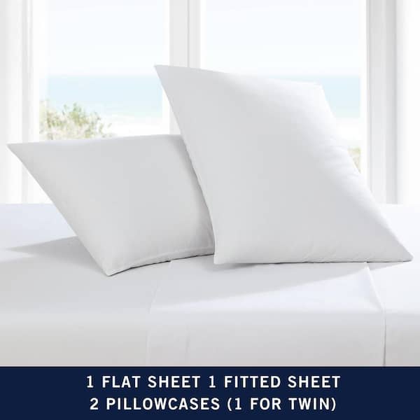 Nautica Solid White 1-Piece Percale Cotton T-200 Twin Fitted Sheet