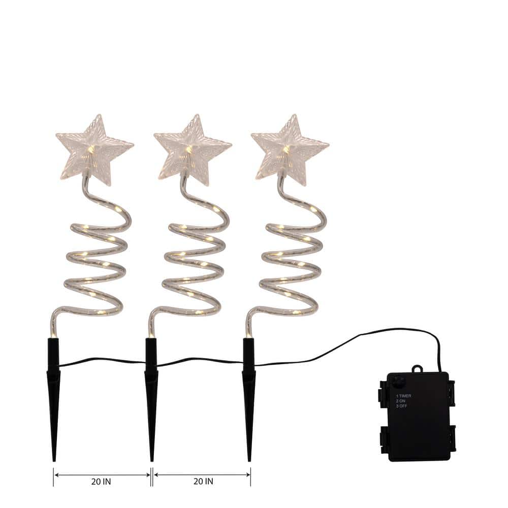 LumaBase Battery Operated Spiral Shooting Star Lawn Lights (set of 3)