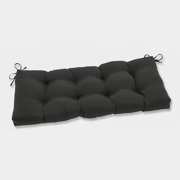 Pillow Perfect Solid Rectangular Outdoor Bench Cushion in Black