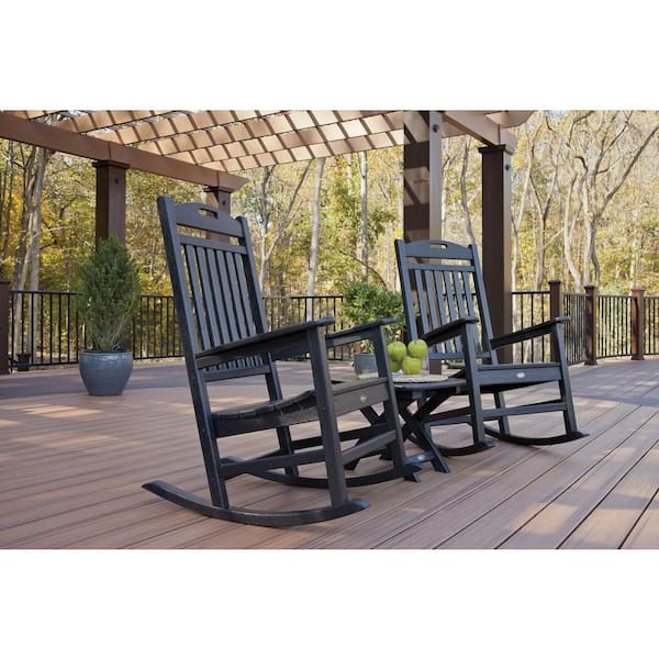 Yacht Club Charcoal Black 3-Piece Plastic Patio Conversation Set