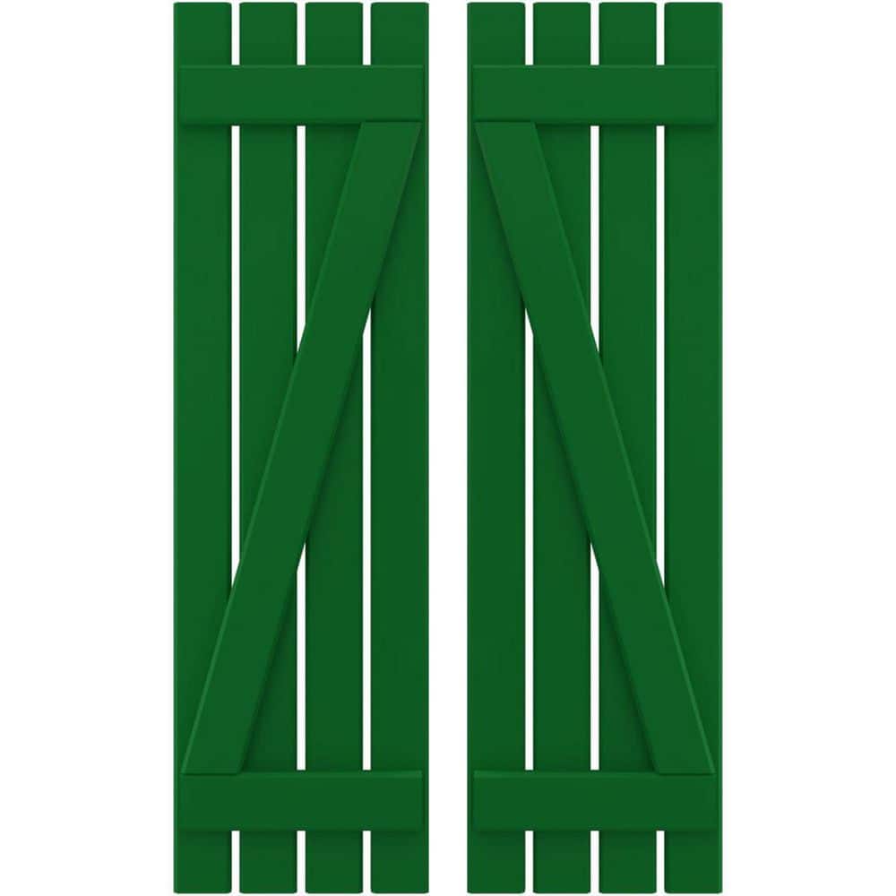 15-1/2 in. W x 66 in. H Americraft 4-Board Exterior Real Wood Spaced Board and Batten Shutters in Viridian Green w/Z-Bar price history on PriceWatchPro