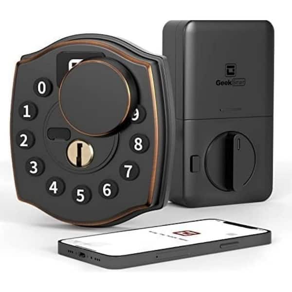 4 in 1 Corded Smart Lock Deadbolt with App Biometric Door Knob, Keyless Entry Door Lock with keypad, IP65, in Black
