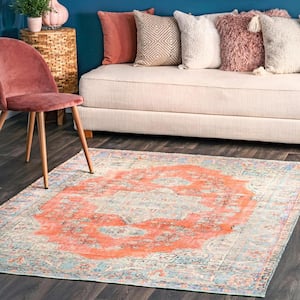 Lisette Persian Distressed Rust 6 ft. x 6 ft. Square Area Rug
