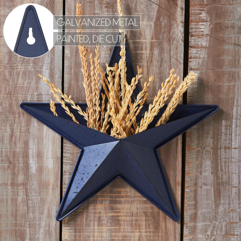 Navy Blue Metal Star Wall Hanging with Display Pocket