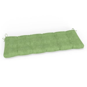 Solid Twill 56 in W x 5 in H Rectangular Outdoor Tufted Blown Bench Cushion with Ties 1-Count in Splash Green