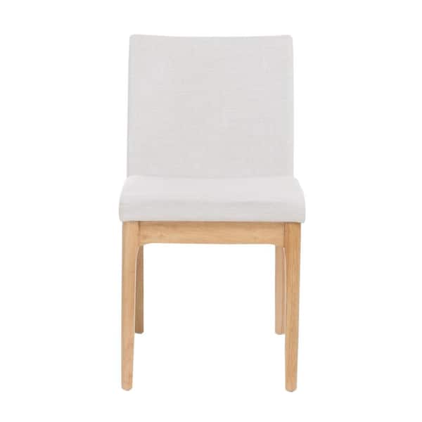 Noble House Kwame Light Beige and Oak Dining Chairs (Set of 2)