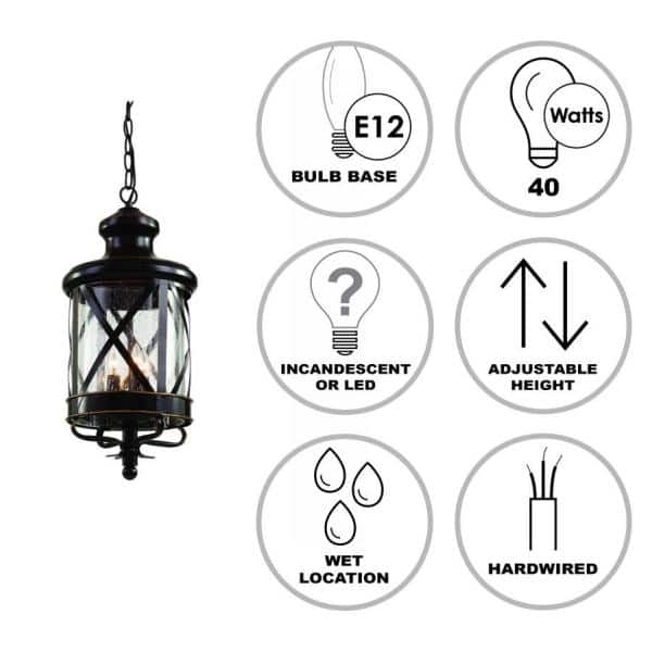 Rustic Seeded Glass 22" Bronze Outdoor Pendant Light with Cross-Bar Detail