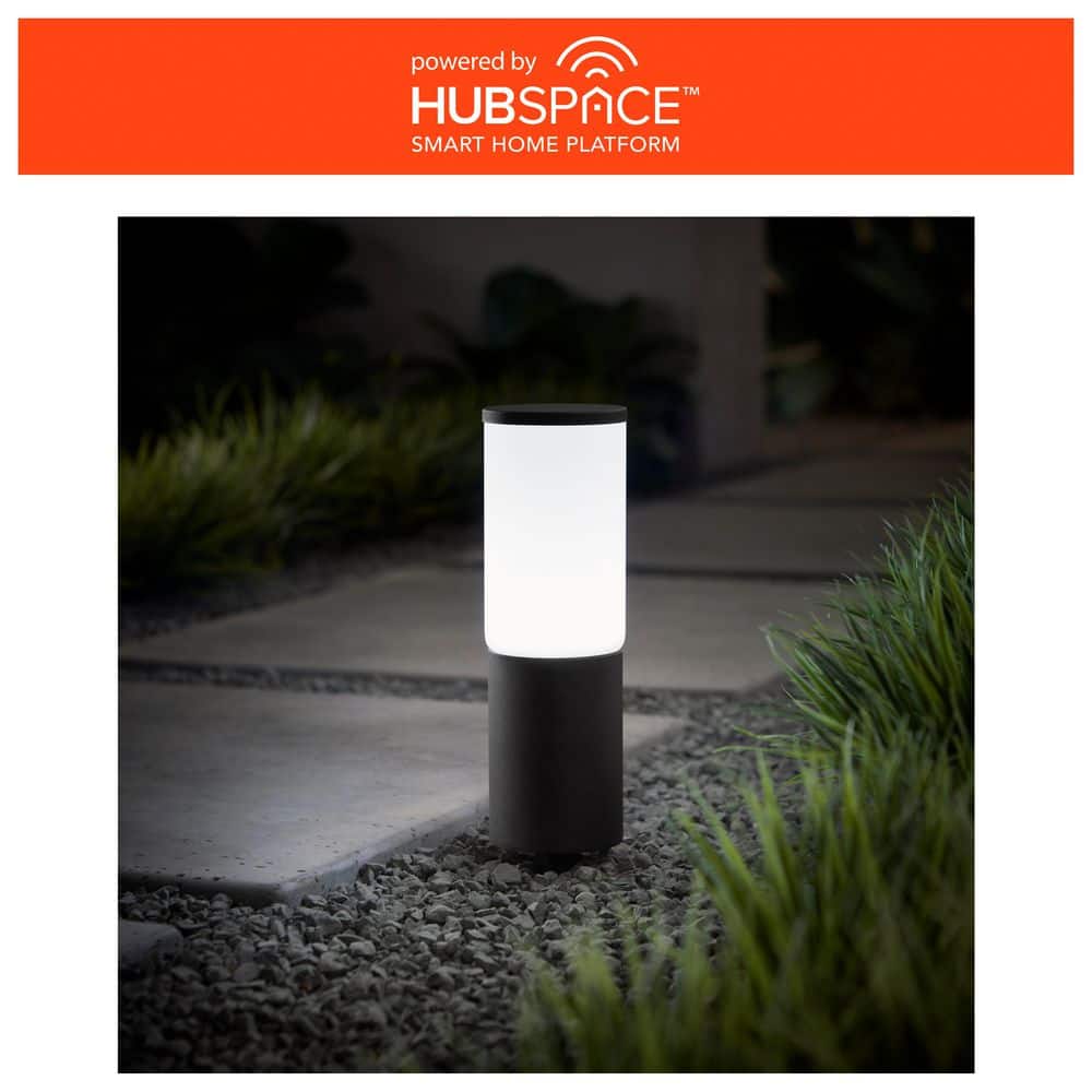 Hartford 351 Lumen Low Voltage Millennium Black LED Smart Outdoor Bollard Light Powered by Hubspace