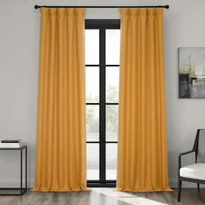 Dandelion Gold Solid Rod Pocket Room Darkening Curtain - 50 in. W x 108 in. L (1 Panel)