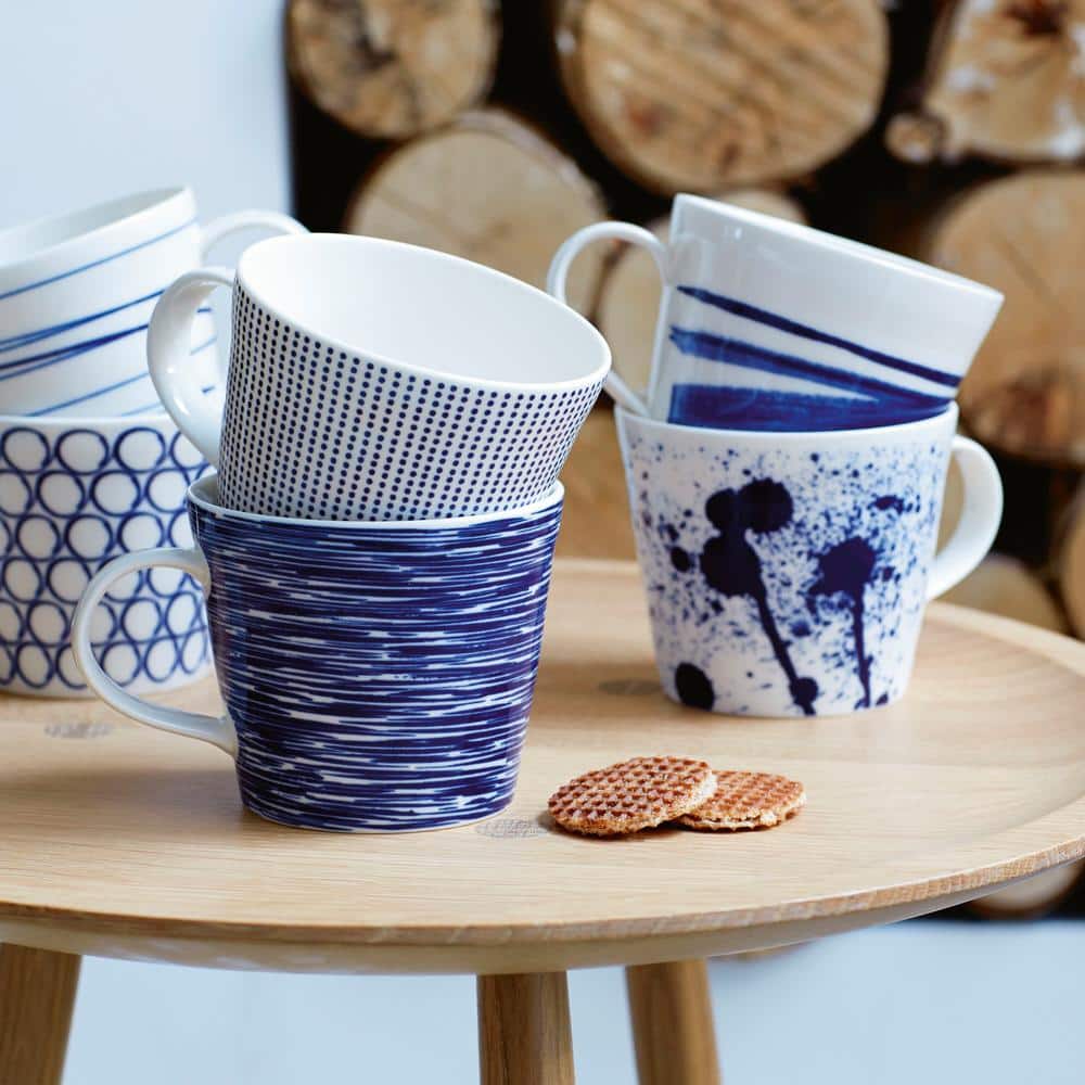 Blue and White Ceramic Microwave Safe Mug Set