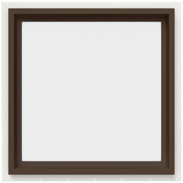 JELD-WEN 23.5 in. x 23.5 in. V-4500 Series Brown Painted Vinyl Picture Window w/ Low-E 366 Glass