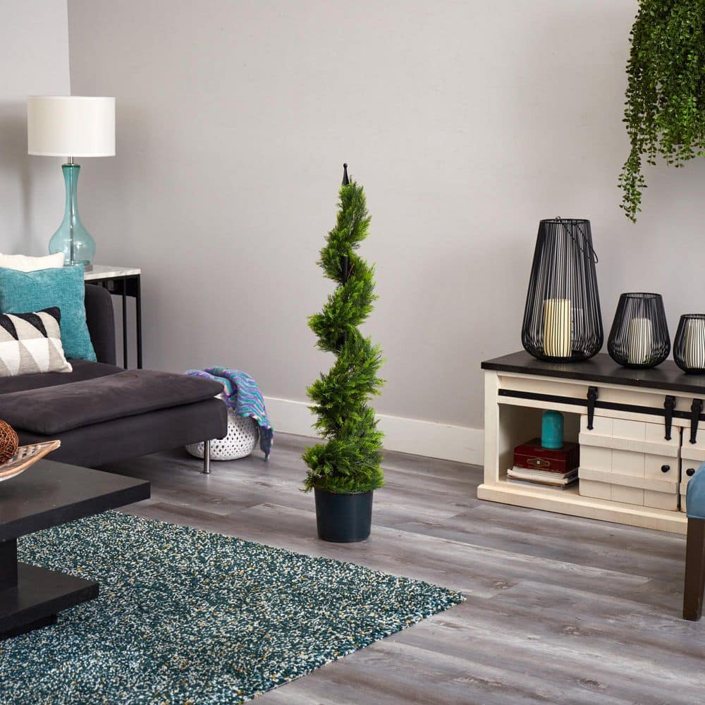Nearly Natural 4' Green Cypress Spiral Silk Tree