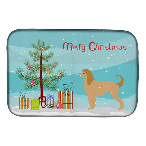 Caroline's Treasures 14 in. x 21 in. Multi-Color Christmas Tree and Afghan  Hound Dish Drying Mat BB1616DDM - The Home Depot