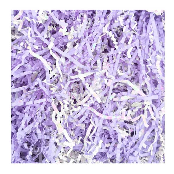 1/2 lb. Crinkle Cut Shredded Paper Gift Basket Stuffing Diamond White Purple Recyclable Box Wrap Filler Raffia Grass