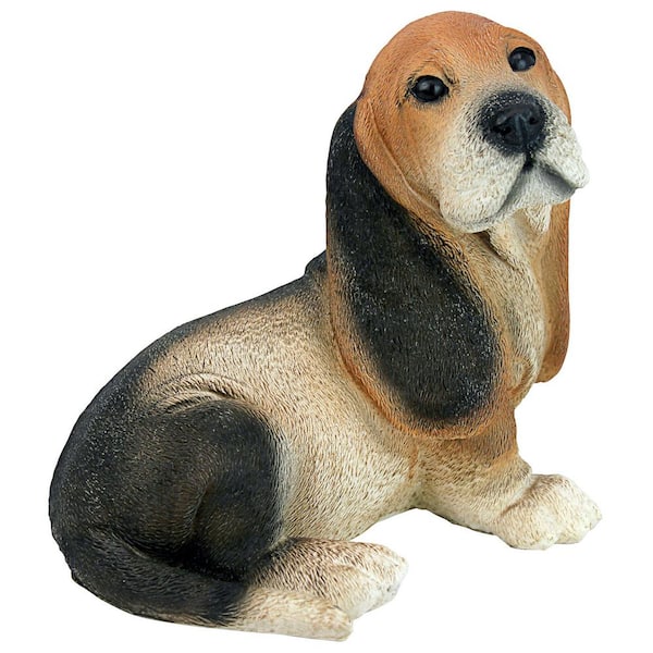Design Toscano 7.5 in. H Black and Brown Basset Puppy Dog Statue