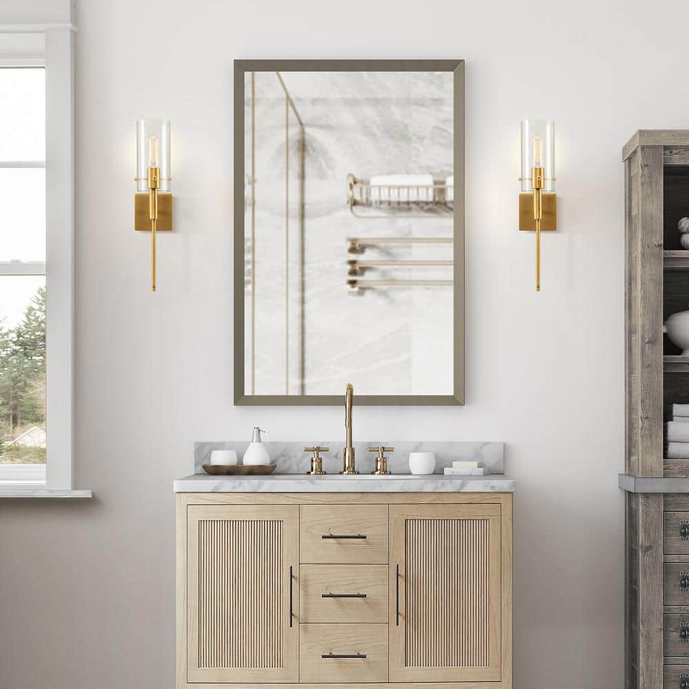 Antique Brass and Glass Dimmable Wall Sconce Set of 2