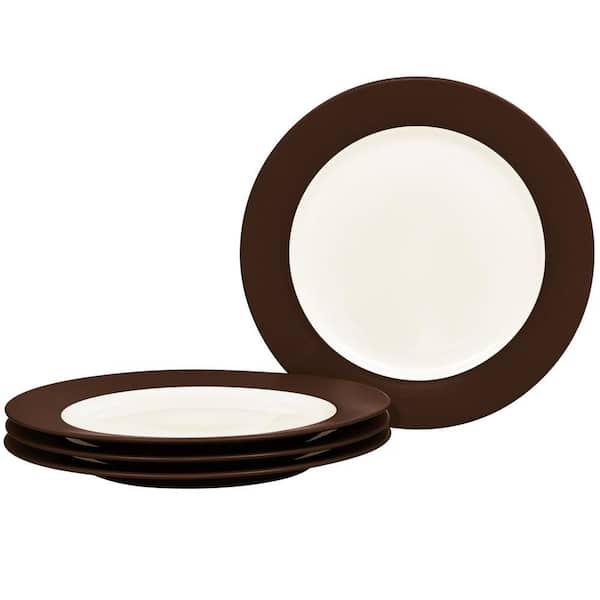 Colorwave Chocolate 11 in. (Brown) Stoneware Rim Dinner Plates, (Set of 4)