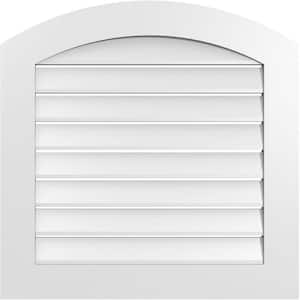 28 in. x 42 in. Arch Top Surface Mount PVC Gable Vent: Decorative with Standard Frame