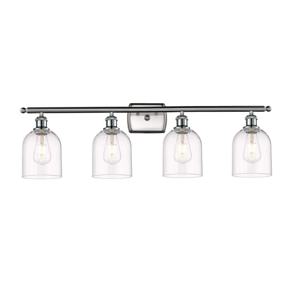Bella 35.5 in. 4-Light Brushed Satin Nickel Vanity Light with Glass Shade price history on PriceWatchPro