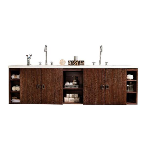 James Martin Vanities Sonoma 72 in. W Double Bath Vanity in Coffee Oak with Solid Surface Vanity Top in Arctic Fall with White Basin