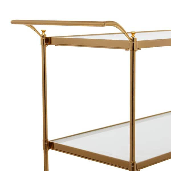 Home Decorators Collection Gold Leaf Metal and Glass Rolling Bar Cart with  Glass Top (30 in. W x 33 in. H) V174814-NP - The Home Depot