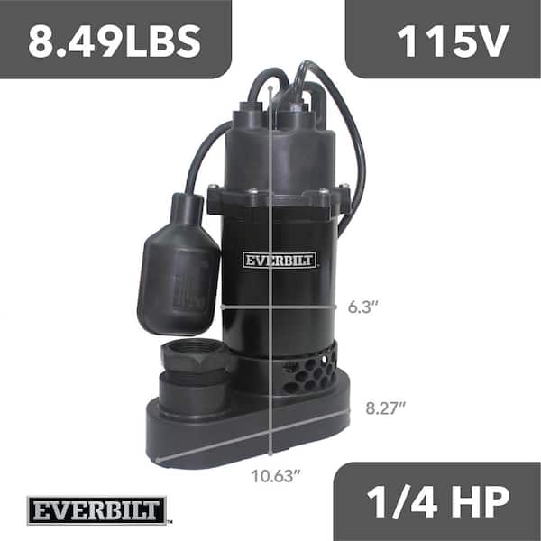Everbilt - 1/4 HP Aluminum Submersible Sump Pump Tether Switch