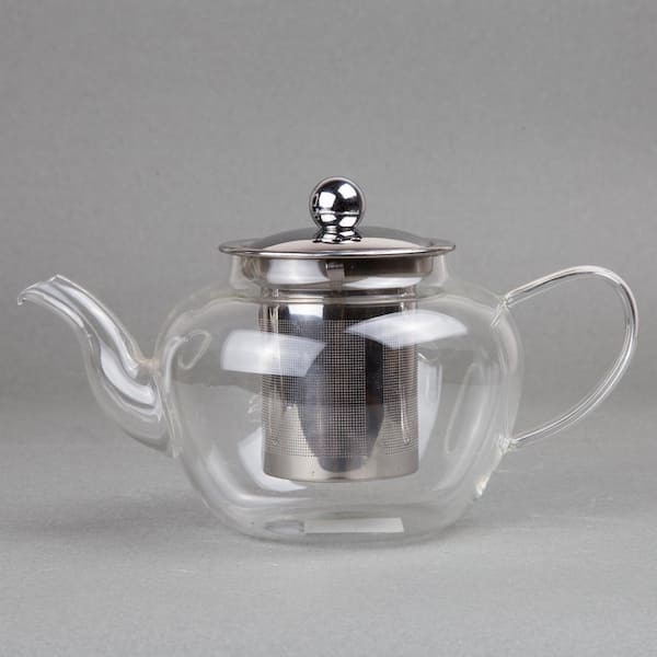 20-oz Satin Teapot: Ceramic Teapot, Stainless Steel Infuser