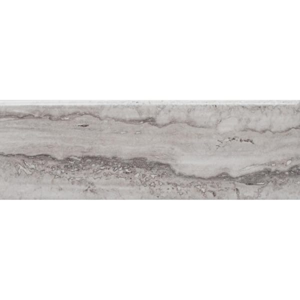 InDesign Isabella Piazza Silver Matte S44C9 4-1/4 in. x 12-3/4 in. Ceramic Bullnose Wall Tile (7.58 sq. ft. / Case)