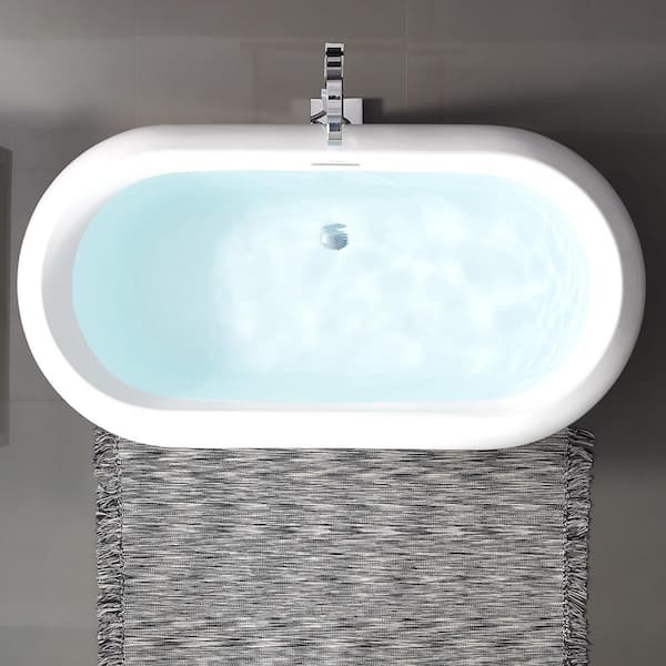Plaisir 63 in. Acrylic Freestanding Flatbottom Non-Whirlpool Soaking Bathtub in White