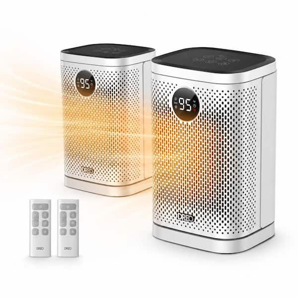2-PK Atom Core 1500W Heater with 70° Oscillation, Thermostat, 3 Heat Levels