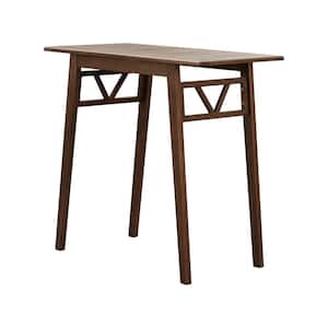 Midcentury Rectangle Wood Bar Height Outdoor Dining Table