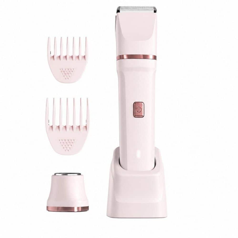 1-Piece Bathroom Accessory Set in Pink, Bikini Trimmer for Women, Cordless Body Shaver for Trip, IPX7 Waterproof