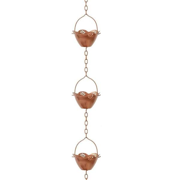 8.2 ft Rain Chain, Lotus Rain Chains for Gutters with 10 Cups