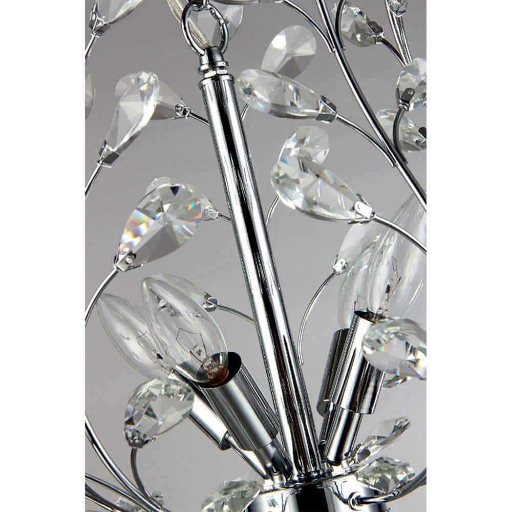 Chrome Mini Crystal Candle Chandelier with Dangle Embellishment