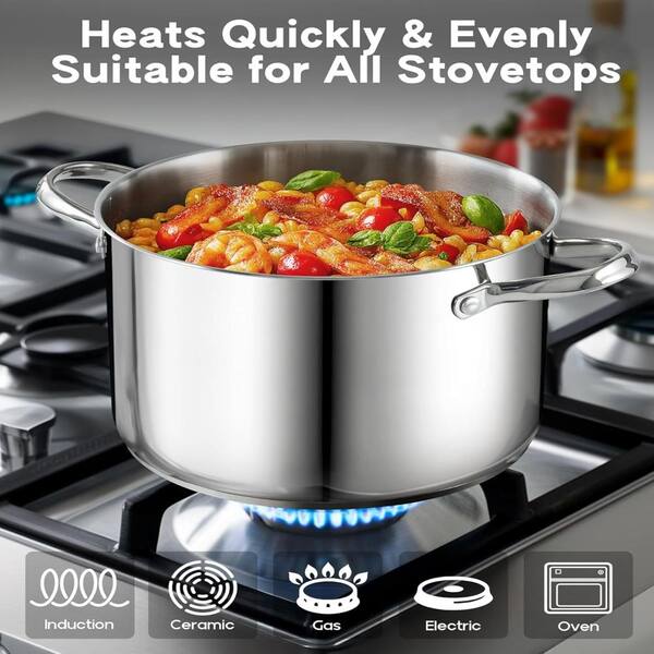 Cooks Standard 8-Quart Stainless Steel Large Dutch Oven Casserole