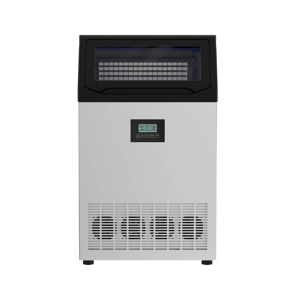 17.13 in. W Commercial Ice Maker, 300 lb. /24H, Full Size Cubes, Under-Counter, Self-Cleaning, LED, Silver