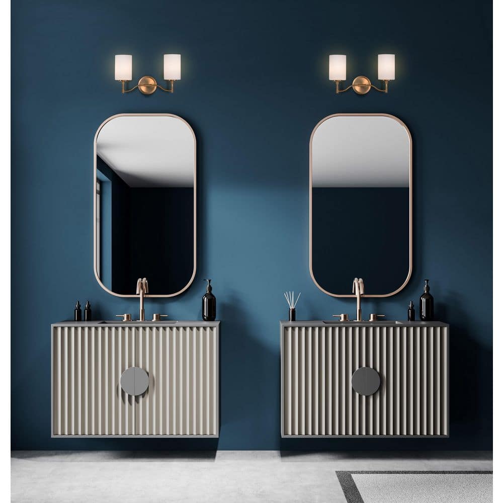 Liam 16 in. 2-Light Burnished Brass Vanity Light with White Opal Glass Shade price history on PriceWatchPro