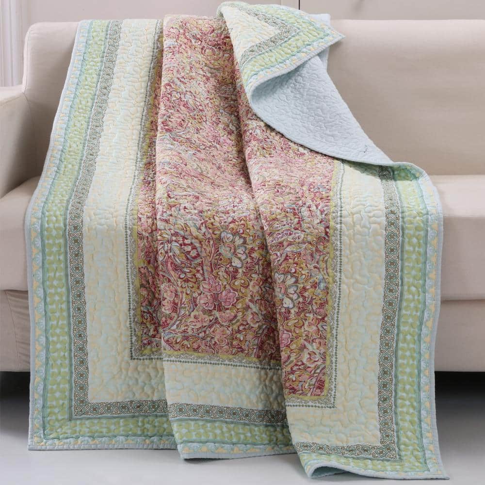 Greenland Home Fashions Palisades Pastel Quilted Cotton Throw GL ...