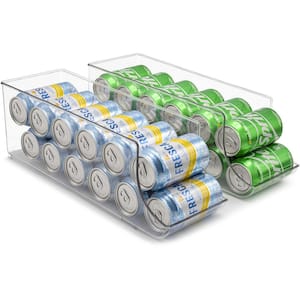 2-Pack Clear Plastic Stackable Dispenser Holds 12 Cans Can Holder