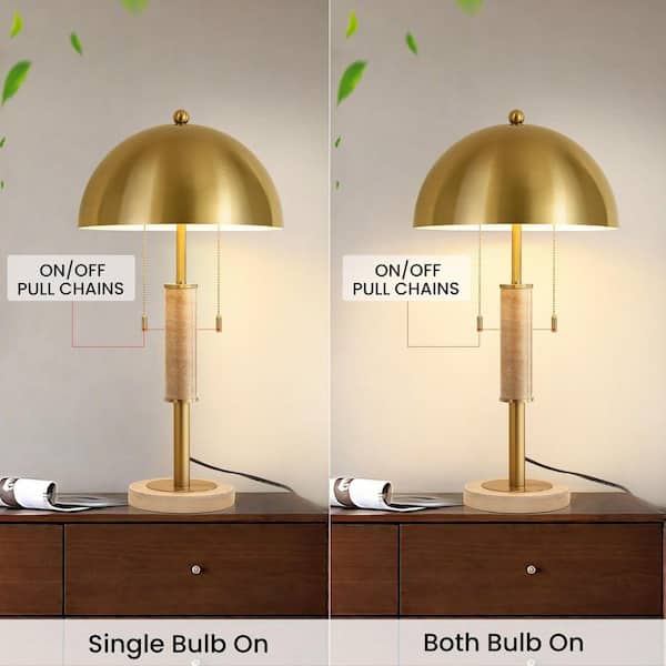 KAISITE 23 in. Gold Modern 2-Light Plug-in and Flexible Table Lamp