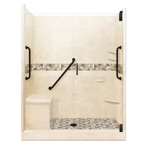 Tuscany Freedom Grand Hinged 32 in. x 60 in. x 80 in. Center Drain Alcove Shower Kit in Desert Sand and Old Bronze