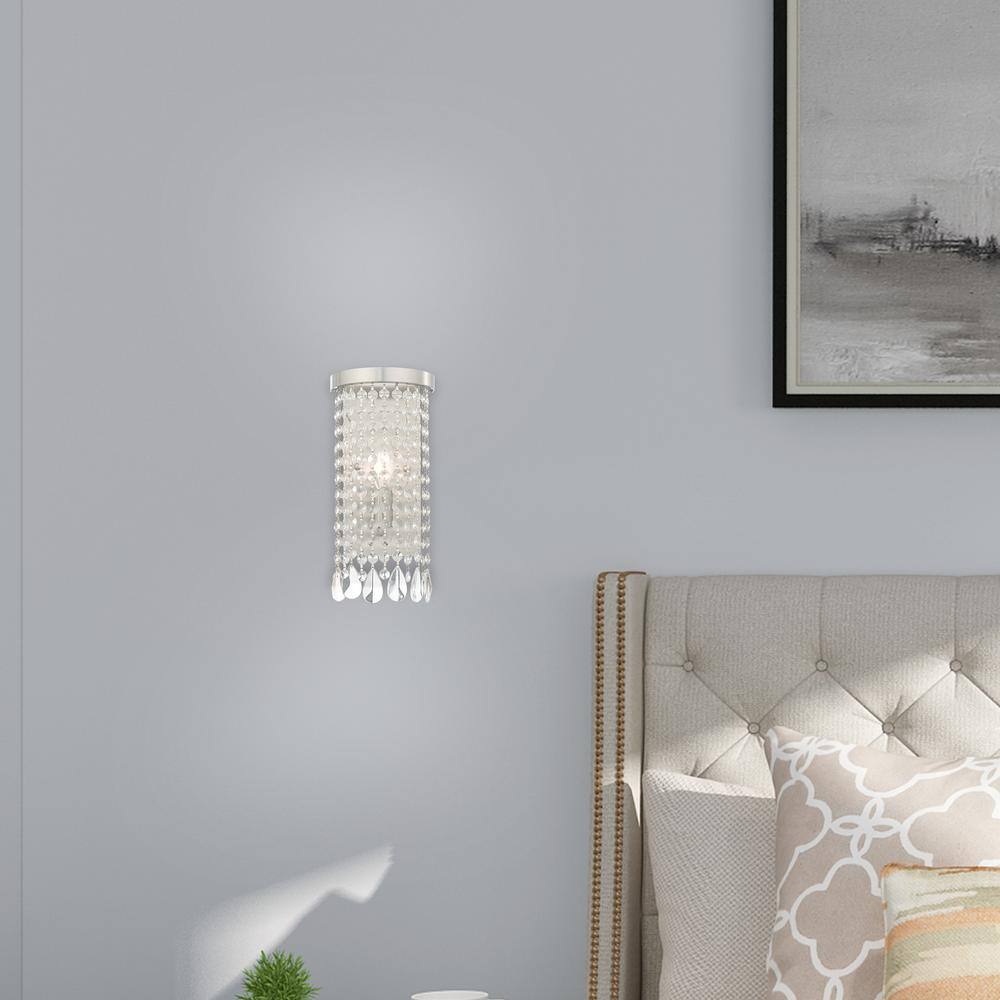 Brushed Nickel Crystal Shade 1-Light Wall Sconce